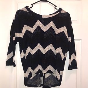 Black blue and white chevron shirt